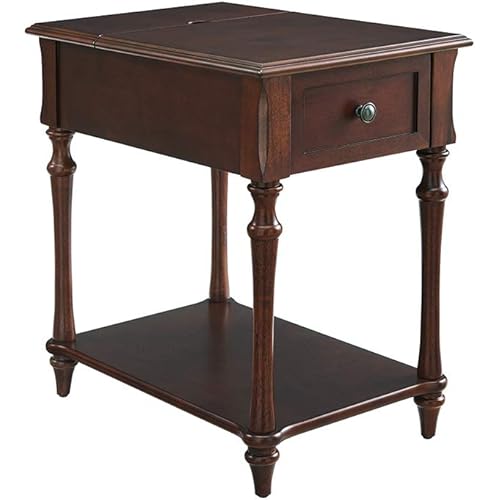 Regency Side Table with Charging Station in Dark Cherry