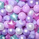 Realhaha Ball Pit Balls 100 PCS, Star Shapes for Babies Kids Playpen Plastic Balls for Babies Ball Pool Puppy Playballs, Purple