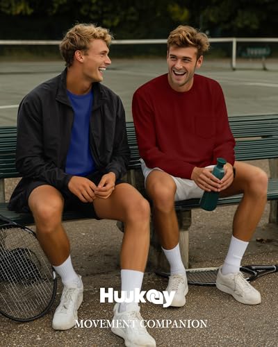 Huukeay 3 Pack Men’s Big and Tall Shirts, Long Sleeve Cotton Pocket Tee Crew Neck Casual T Shirts Lightweight Basic Tops3