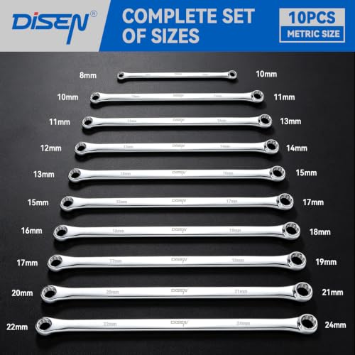 Image of DISEN 10 PCS Extra Long Wrench Set, Double Box End Wrench Set with a Magnetic Pickup Tool