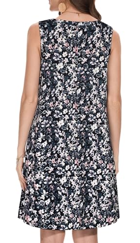 Image of Summer Dresses for Women Beach Boho Sleeveless Vintage Floral Flowy Pocket Tshirt Tank Sundresses 2026