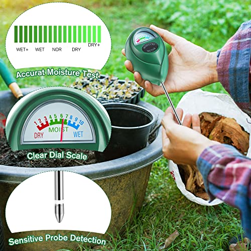 4 Packs Soil Moisture Sensor Meter Set, Outdoor Soil Meter For Plant Test, Water Monitor Indicator For Indoor Gardening, Soil Pot Plants Humidity Tester Kit For Yard, Lawn, Farm, No Batteries Required #TOP3