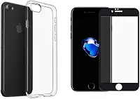 Película De Vidro 3D Tela Toda Para iPhone + Capa Capinha Case (iPhone 7/8 Preto)