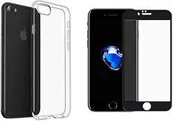 Película De Vidro 3D Tela Toda Para iPhone + Capa Capinha Case (iPhone 7/8 Preto)