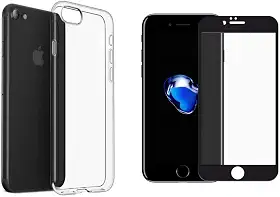 Película De Vidro 3D Tela Toda Para iPhone + Capa Capinha Case (iPhone 7/8 Preto)
