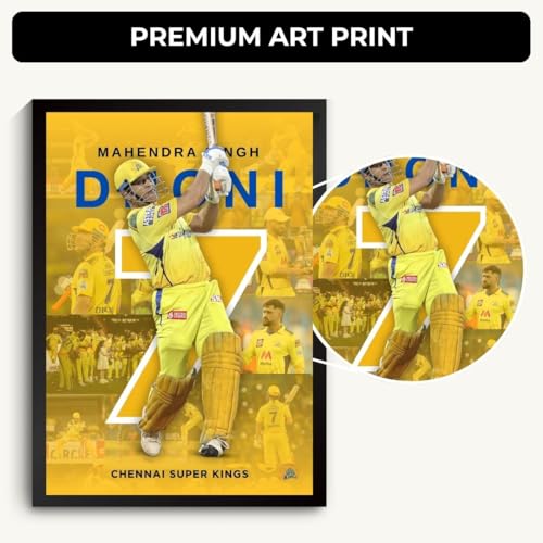 Image of Funk You Store MS Dhoni Framed Poster | Thala Captain Dhoni 7 Wall Art | CSK Edition | Cricket Legend | Premium Sports Decor for Cricket Fans | Motivational Wall Poster (F 097)