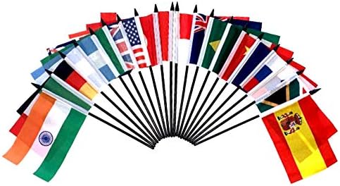 INTERNATIONAL/COUNTRY WORLD FLAG SET--Polyester 4"x6" Flags, One Flag for Each Country in a Specific Region or World Organization, 4x6 Miniature Desk & Table Flags, Small Mini Stick Flags (G-20 (Group of 20))