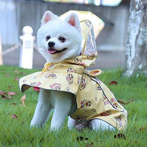 Uvtqssp Reflective Dog Raincoat With Adjustable Hooded And Hook & Loop, Waterproof Slicker, Lightweight Rain Poncho Pattern Dog Jacket For Size Small And Large Puppies Yellow M #TOP4