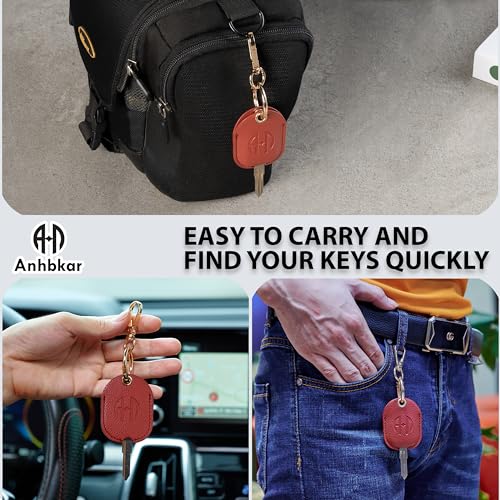 Image of Leather Keys Sleeve for Broken Car Key Loop Replacement - Cute Keychain Cover - Protector, Holder for Men & Women