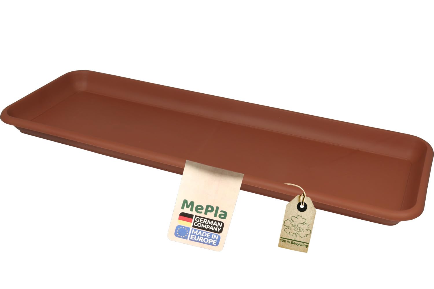 MePla - XXL Untersetzer LxB 57x20 cm (Innen: 52x15 cm) - Terracotta, wetterfester Stabiler Untersetzer aus UV-beständigem Kunststoff