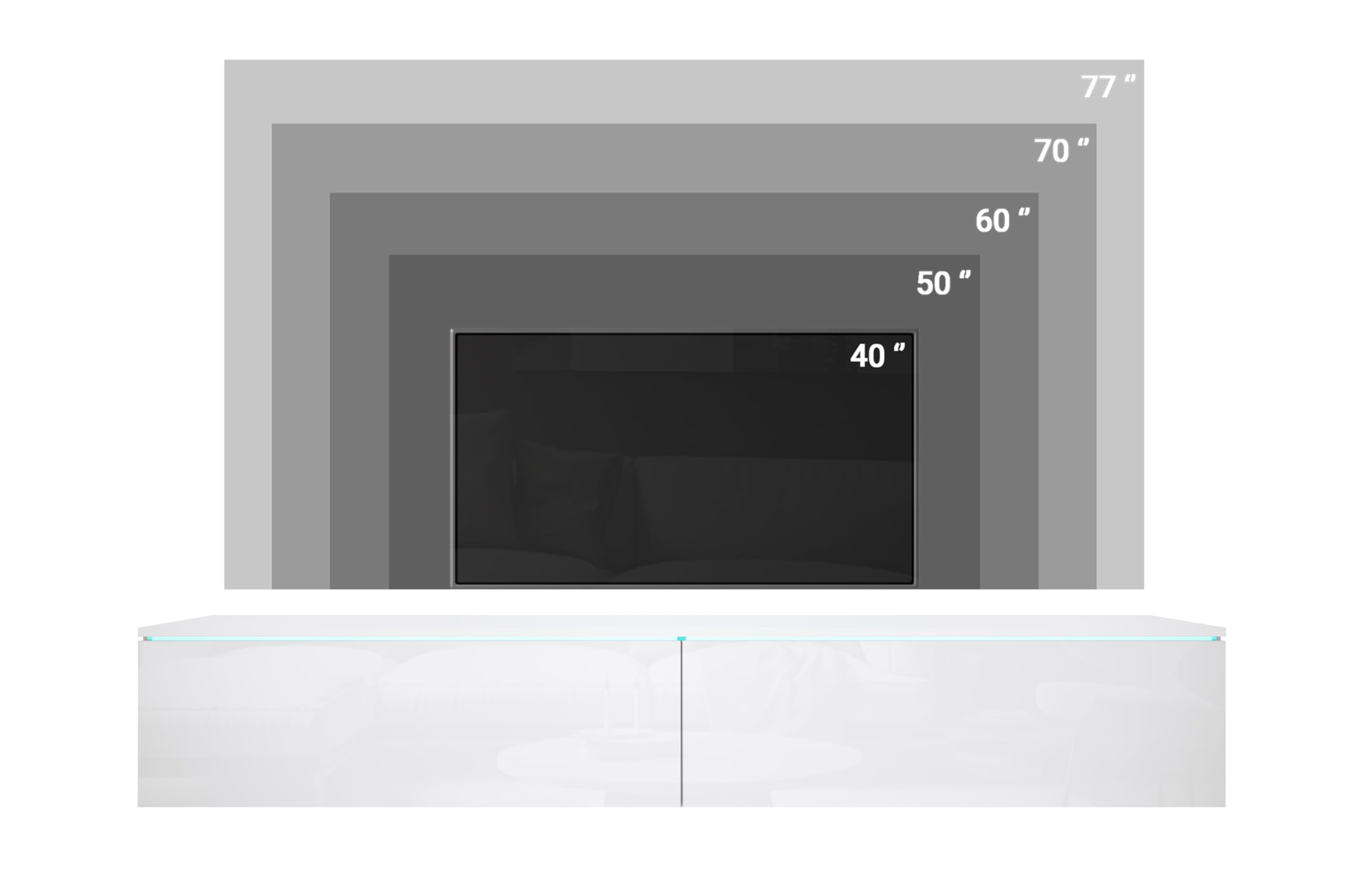 MINIO go for it - Meuble TV Donna Largeur 180 cm Lowboard sans LED | Debout ou suspendu, meuble TV pour le salon, panneau stratifié, couleur : beige cachemire