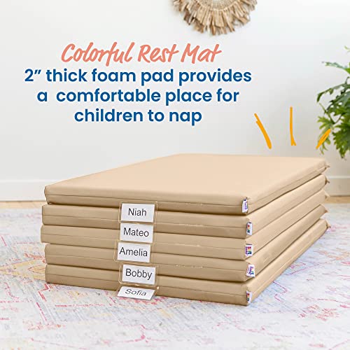Image of ECR4Kids SoftZone Rainbow Rest Mat, 2in, Sleeping Pad, Sand, 5-Piece