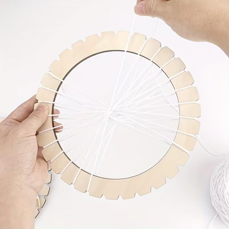 Curious Button Set of 4 Wooden Round Knitting Looms | MDF Crochet & Weaving Rings for DIY Crafts, Blanket Making & Yarn Projects