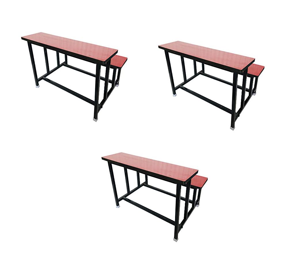 RATISON Home Tution School Duel Desk School Bench for Students Heavy Duty Frame with ply Board (3, All, Small Class Without Back)