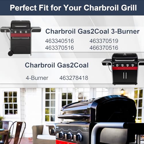 Image of Criditpid Grill Replacement Parts for Charbroil 463340516 463370519 463370516 463278418, Cast Iron Grill Grates, Burners, Igniter, Heat Plates, Crossover Tubes Kit for Charbroil Gas2coal 463336818.
