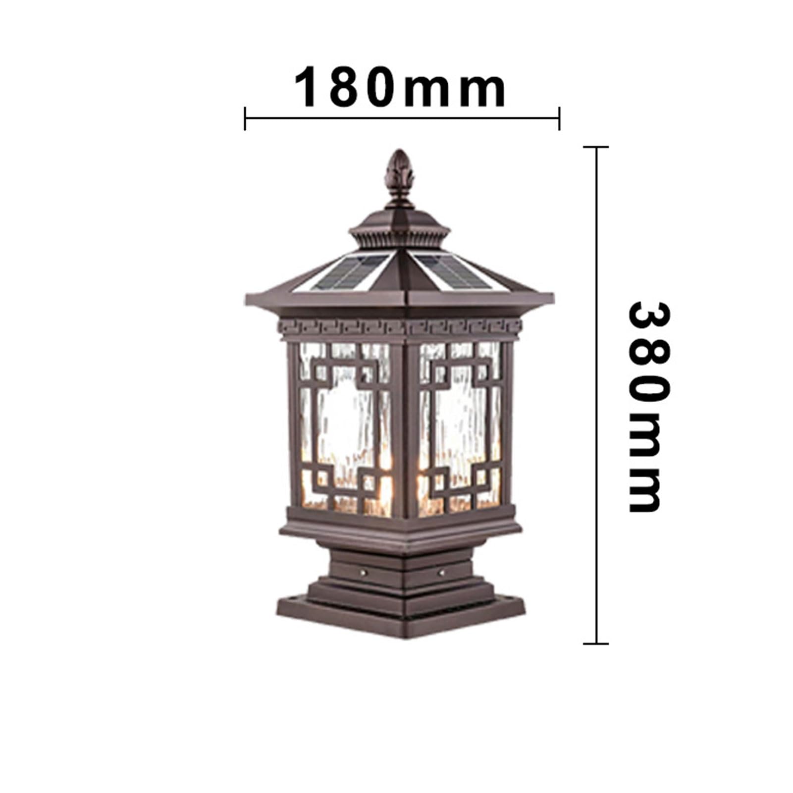 Pfostenleuchten Außenbereich Vintage Industrial Solar Pollerleuchte Aluminium Außen-Solar-Säulenleuchte Wasserdichte Wand Kopf Zaun Post Lights Landschaft Straße Laterne(18 * 38cm)