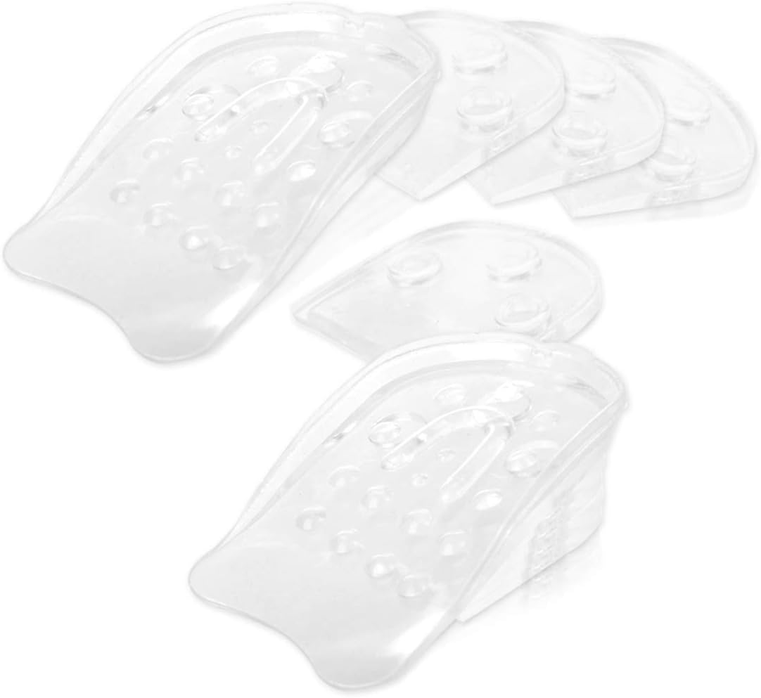 WinCheer 5 Layer Silicone Gel Heel Insert Shoe Taller Pad Height Increase Insole Lift Men Women Shoe Adjustable Pads Transparent Invisible Lifts, One Pair