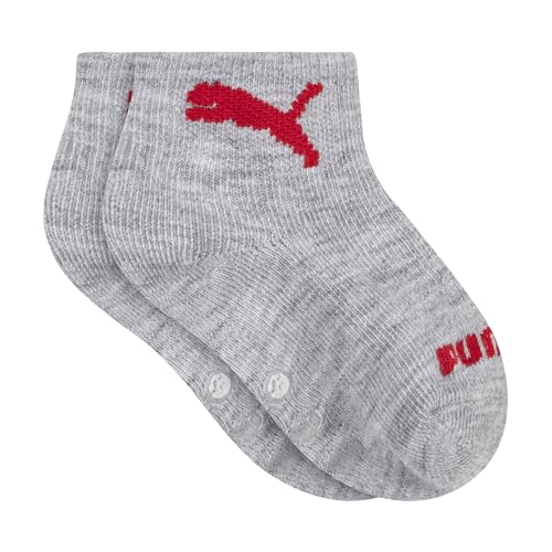 PUMA Unisex Baby Infant Anklet Socks (8-Pack), Grey/Black/Red, 0-12M - image 7