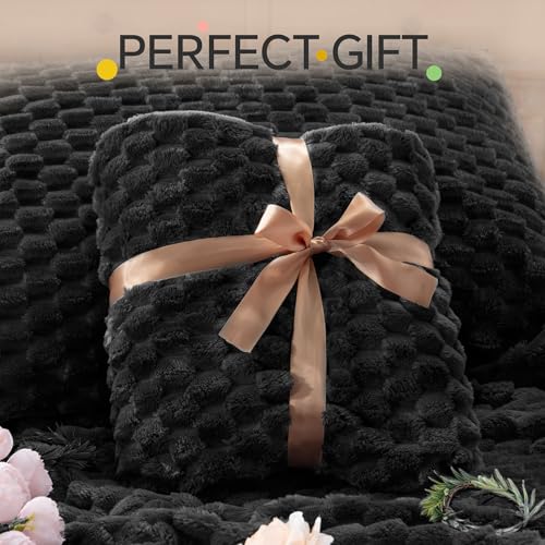 Image of BEDELITE Fluffy Twin Comforter Set - Black Fleece Soft Comforter for Twin Size Bed, Luxury Warm Bedding Set for Winter, Fuzzy Bed Set 2 Pieces (1 Comforter, 1 Pillowcase)