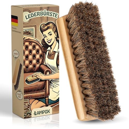 lampox - Lederbürste, Pflegebürste zur sanften Reinigung von empfindlichen Oberflächen, Pflege und Politur von Lederwaren wie Schuhen, Taschen, Möbeln, Autositzen, Sofas (Lederbürste)