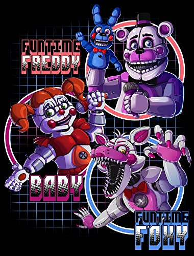 Five Nights Sister Location Funtime Freddy Foxy and Baby Boy's Black T-Shirt2