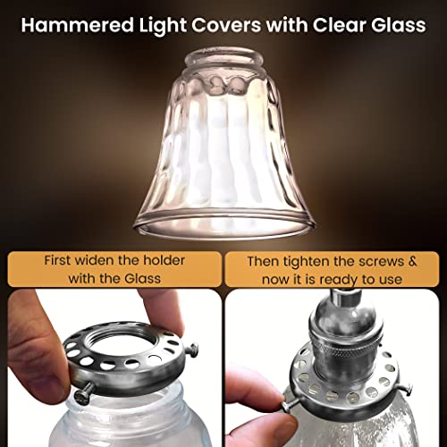 Image of Ceiling Fan Light Covers, Ceiling Fan Globes Replacement Glass, Light Fixture Replacement Glass, Dysmio Lighting Replacement Shade Height: 4.75 inch, Depth: 4.75 inch, Width: 4.9 inch Fitter Size 2.25 inch, 4 Pack