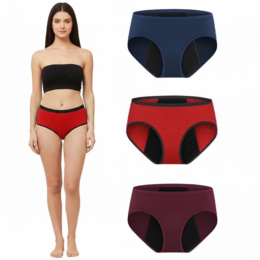 Lazia Period Panty for Women | Heavy Flow Leakproof Reusable Menstrual Womens Panties | Stretchable, Soft, and Secure fit High Absorbent| 2 Years Reusable Pack of 3-picture-25