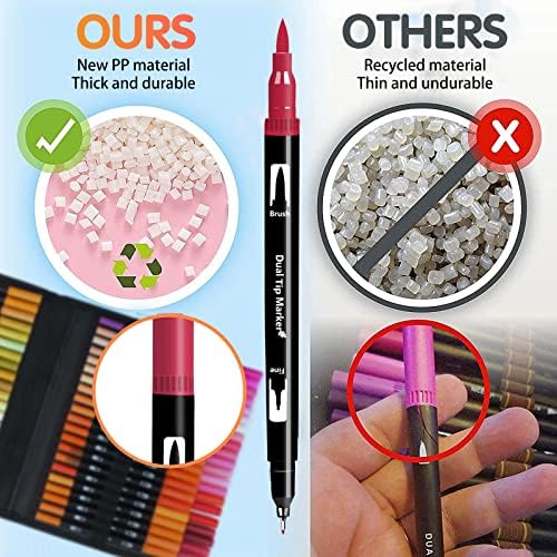Efimeso 110 Colouring Pens Felt Tip Pens for Adults Colouring,Dual Tip Brush Markers Pens Fine Tip Pens for Artists Drawing Sketching Calligraphy
