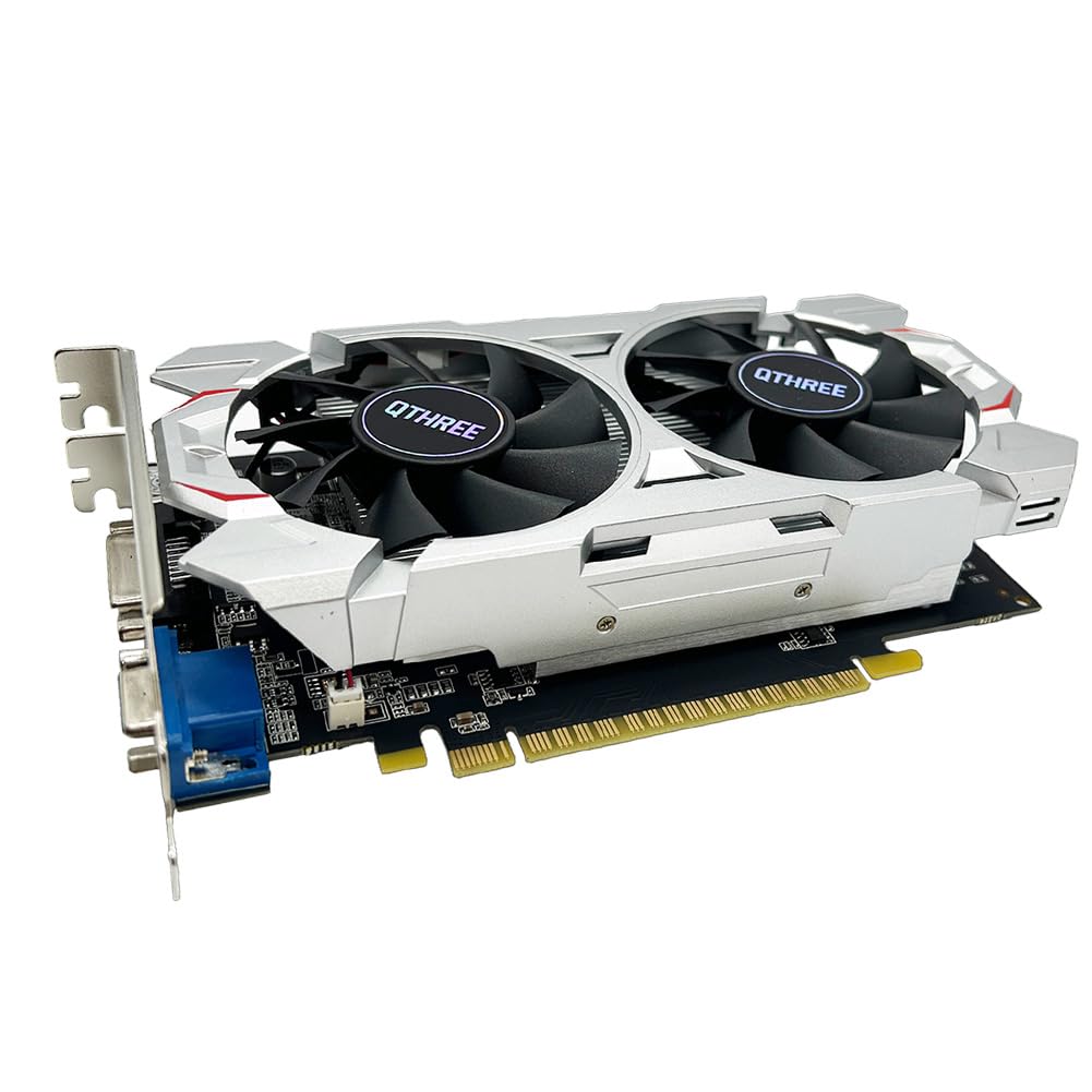 QTHREE GTX 750 Ti 4GB 128-bit Scheda Grafica, HDMI, VGA, DVI, Schede grafiche basso profilo PC, GPU per computer, Low Power, PCI Express x16, DirectX 12