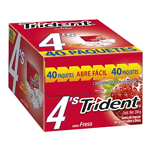Trident Goma de mascar sabor fresa, 40 pzs con 4 piezas