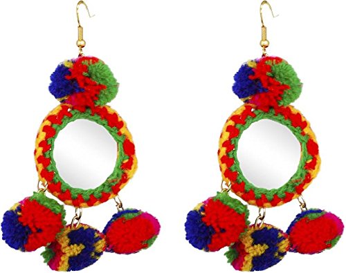 Michelangelo Multicolor Fabric Pom Pom Dangle & Drop Earrings For Women (B06XS121HF) Amazon Price History, Amazon Price Tracker