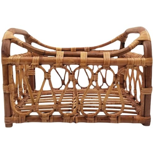 JNNJニューボーンフォト ラタン バスケット 赤ちゃん バスケット 出産お祝い 写真撮影 新生児 おくるみ 小道具 月齢フォト 小物 かご 籠 新生児写真、補助具、竹編み、木製のベビー用小道具、撮影サポート (ナチュラル)