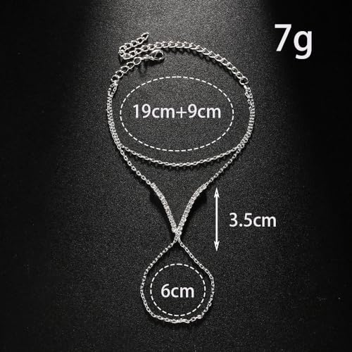 Boho Wrist Layered Finger Bracelet Ring Hand Chain Silver Crystal Ring Bracelet Non Tarnish v Shape Slave Harness3