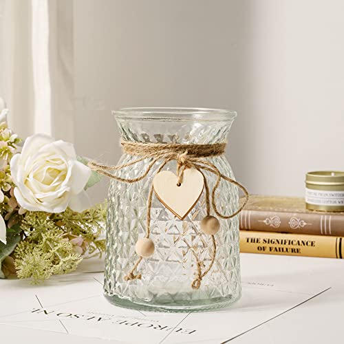 Yj Fake Flowers With Vase, Artificial Flowers Silk Roses Flower Bouquet In Vase, Faux Flower Arrangements,Farmhouse Table Decor,Table Decorations For Living Room,Coffee Table Decor(Pink) #TOP4