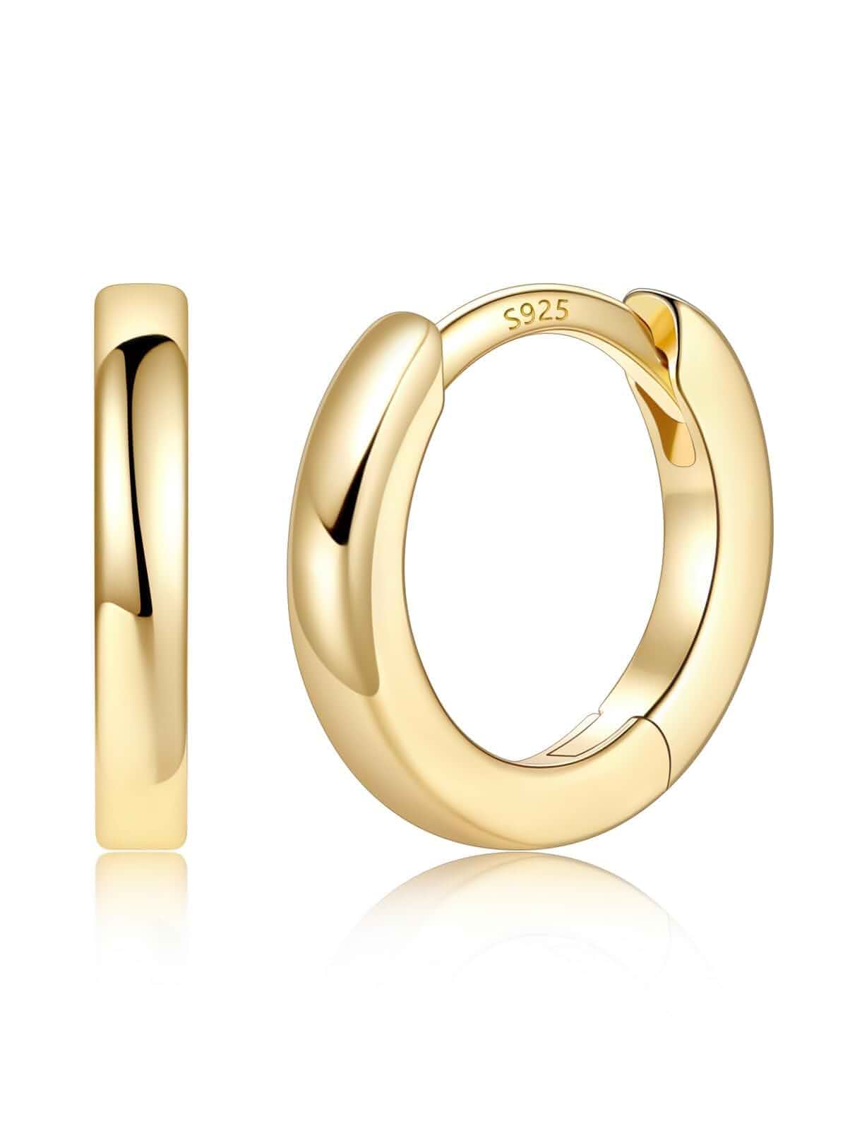 Silvora 14K Gold Plated Huggie Hoop Earrings for Women, Small Hoop Earrings Gold huggie hoop earrings with 925 sterling silver posts; hypoallergenic for sensitive ears, available in 8–20MM sizes.