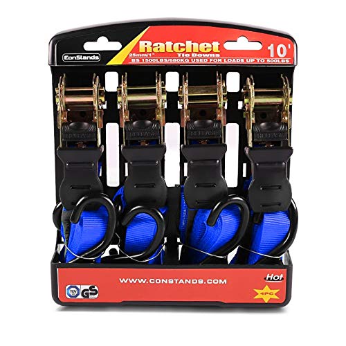 Motorrad Spanngurte mit Ratsche Haken und Zurrschlaufen Set 4X blau