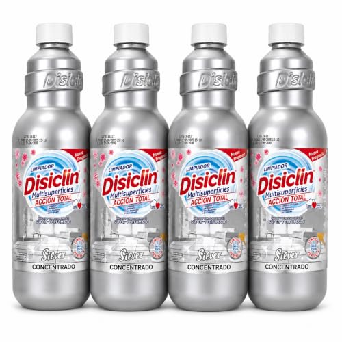 Disclin Silver Limpiador Multisuperficies Concentrado 1L | Pack 4 Unidades | pH Neutro | Sin Lejía | Higiene Total | RASMACOR