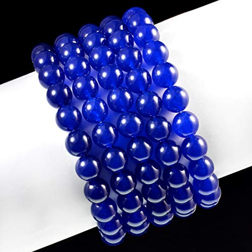 AD Beads Natural Gemstone Round Beads Stretch Bracelet Healing Reiki 10mm (Blue Jade)3