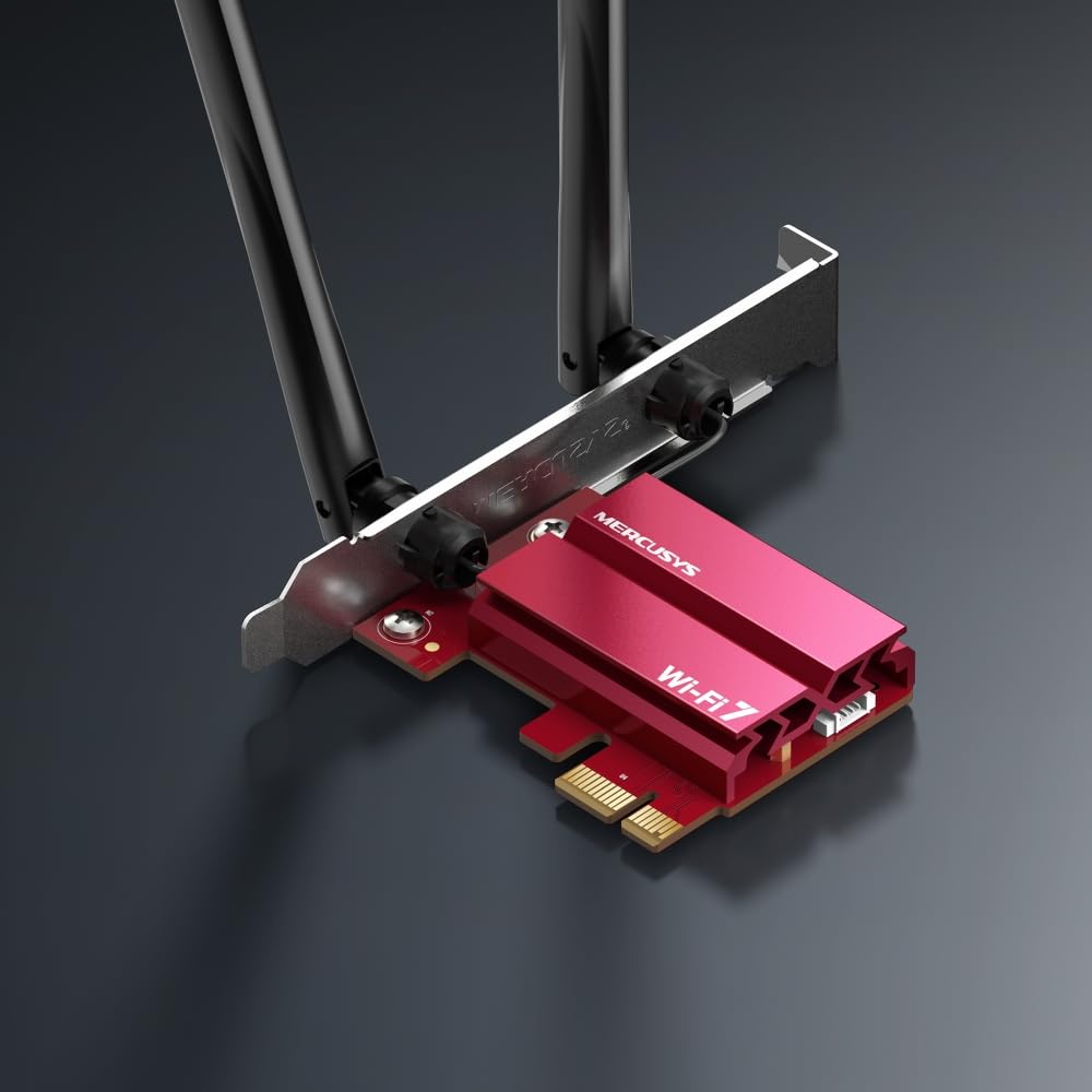 Mercusys MA37BE Wi-Fi 7 PCIe Adapter & Netzwerkkarte Tri-Band BE6500 WLAN, Bluetooth 5.4, WPA3-Verschlüsselungsstandard, MU-MIMO, unterstützt nur Windows 11