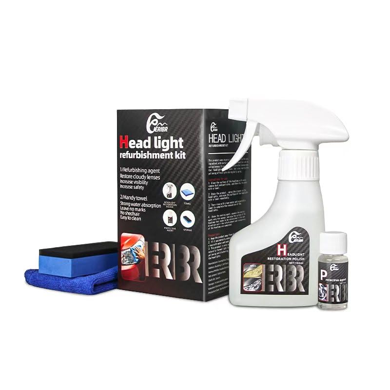 IERIBR Headlight Restoration Kit, Automotive Headlamp Restoration Fluid Kit for Oxidized and Yellowed,Car Headlight Cleaner for All Vehicles That Restores Clarity