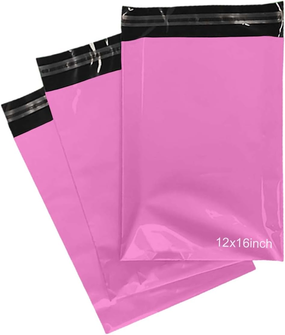 PACKY® 50 Pink Postage Bag 12'' x 16'' Self-Sealed Parcel Bag 300mm x 400mm Strong Waterproof Colour Mailing Bags Eco-Friendly Poly Mailers Parcel Delivery Bags Courier Shipping Mailer