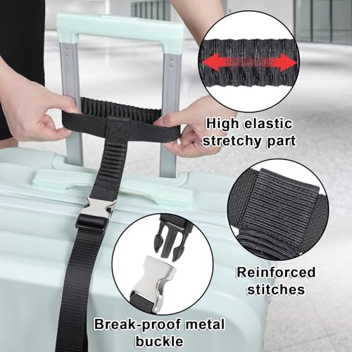 Vigorport Luggage Straps, Metal Luggage Connector Straps for Suitcases, Stretchable Add A Bag Adjustable Attachment Accessories Belts (Black, Large)2