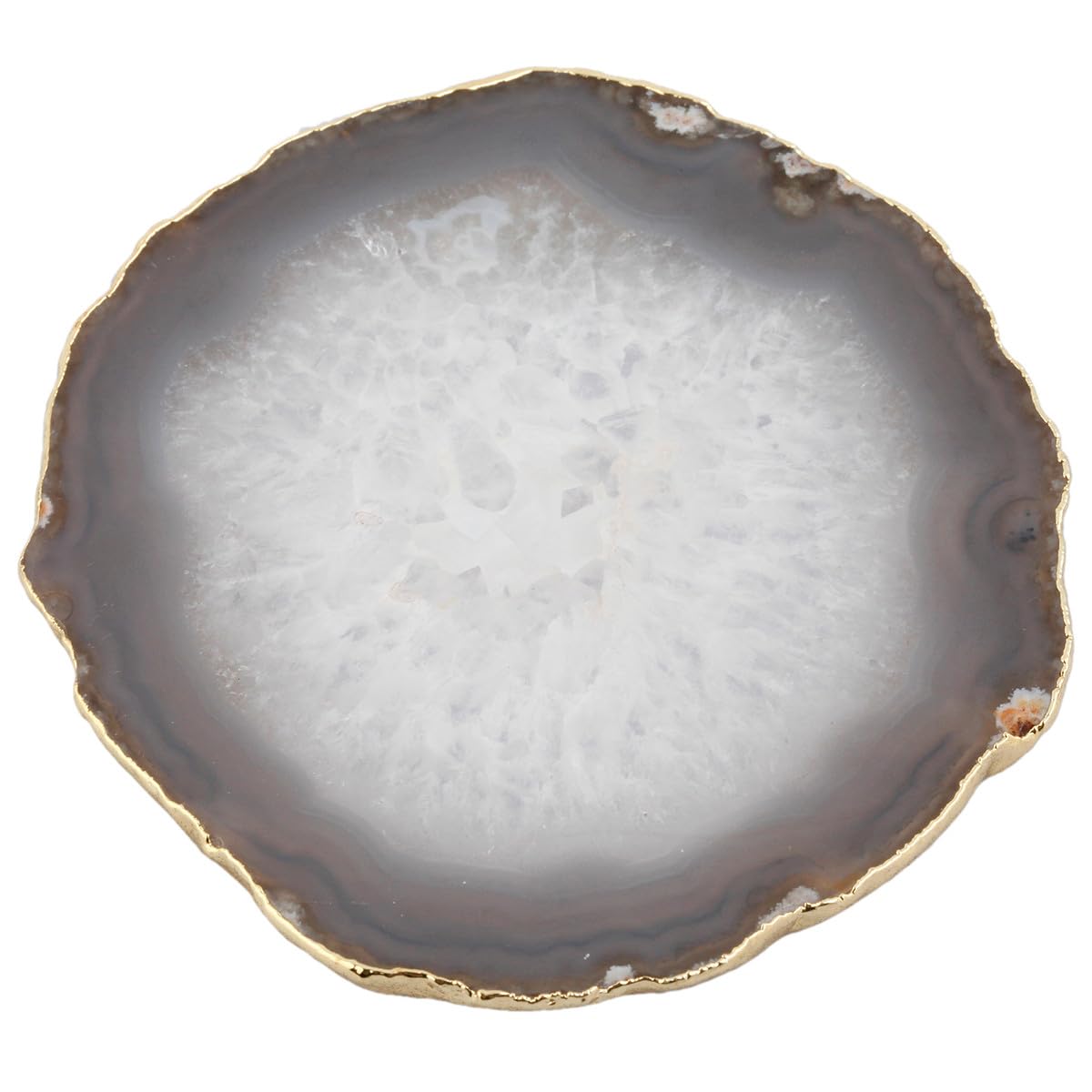 Nupuyai 2pcs Natural Agate Slices Cup Mats Coasters for Drink Irregular Crystal Stone Coaster Set Place Cards for Wedding Home Decor 3.1"-3.9"