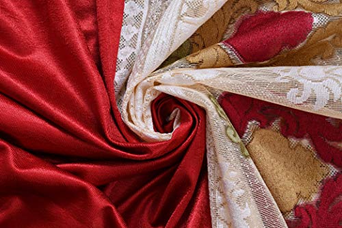 Image of LaVichitra Polyester Door Curtain with Designer Net (7ft, Maroon) -1 Piece