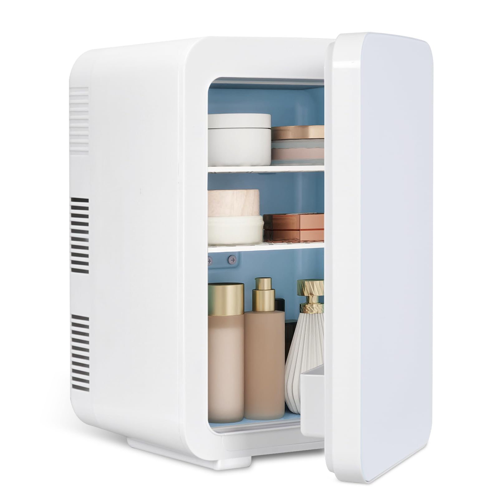 Mini Fridge for Bedrooms 10L/12 Cans with AC/DC Powered, Quiet Mode, Small Skincare Portable Beauty Fridge for Cosmetic, Office or Car, Black — view 11
