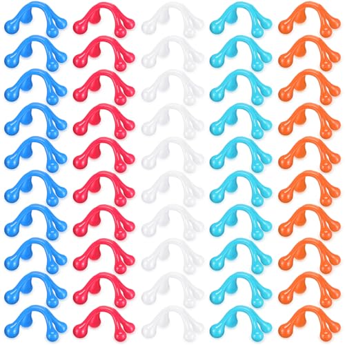 TrelaCo 50 Pack Four Point Massage Tools Christmas for Employees Gift White Elephant Gift 4 Legged Massage Knobs Portable Palm Shaped Manual Back Massager Handheld(Multicolored)