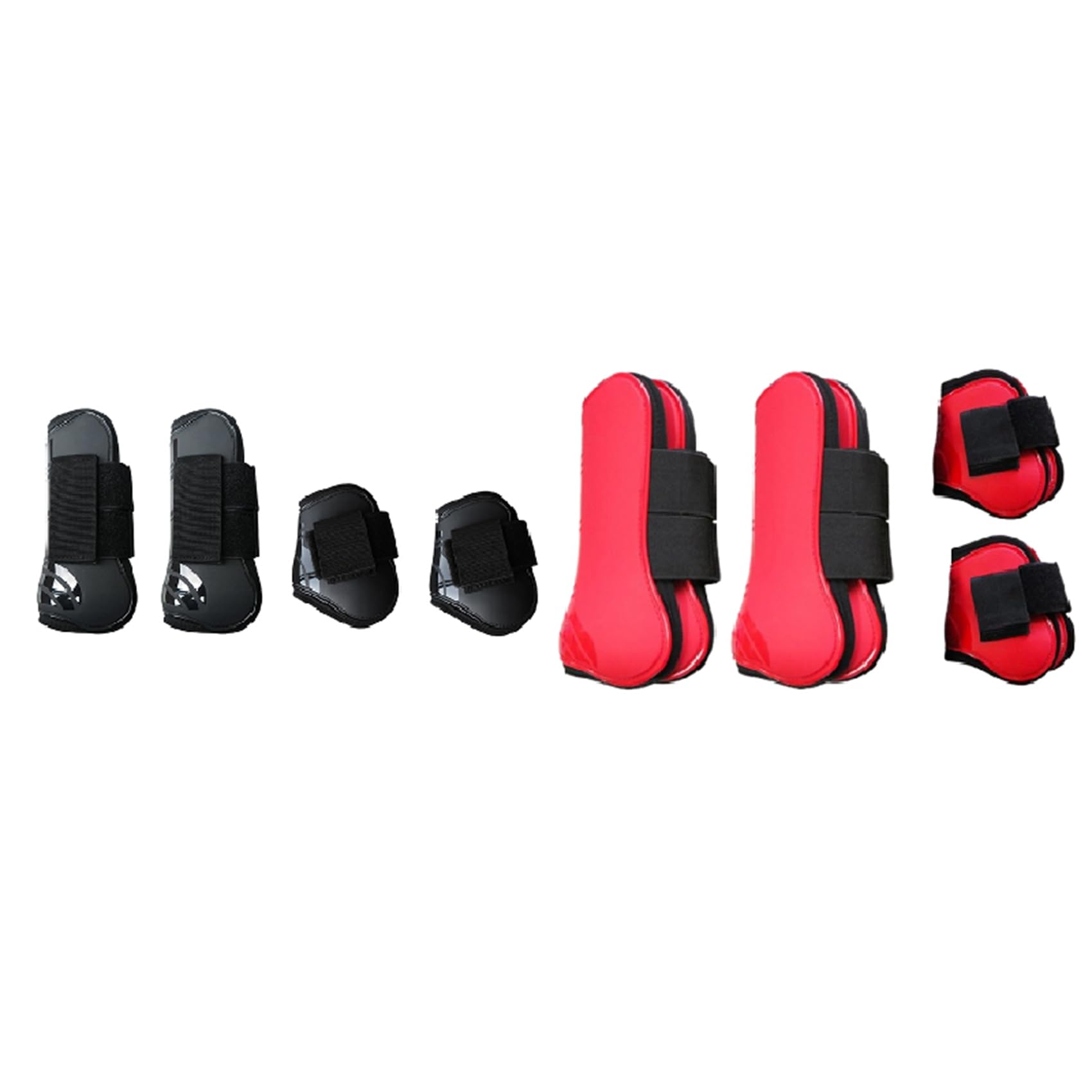 Pyugxab Juego de 2 botas delanteras para patas de caballo, protección de tendón ecuestre, color negro y rojo