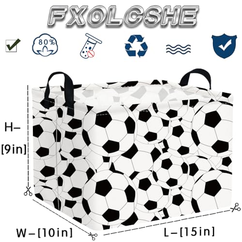 Image of FXOLCSHE Rectangular Easter Soccer Basket,Sports Boys box,Collapsible waterproof college dorm laundry basket,Baby Nursery Hamper,Boys Soccer Room Decor(Big football)
