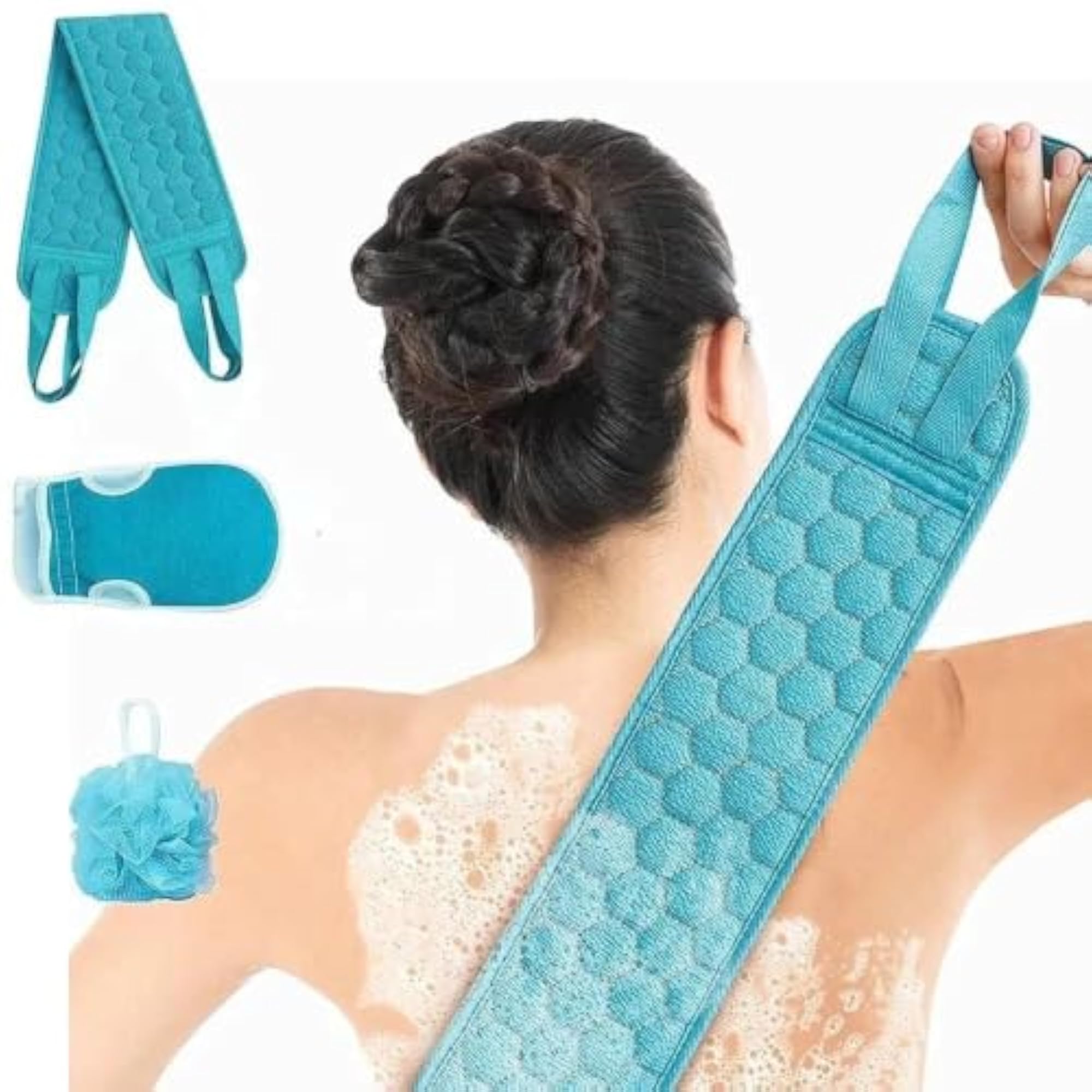 3 Pcs Bath Loofah Set, Exfoliating Shower Sponge