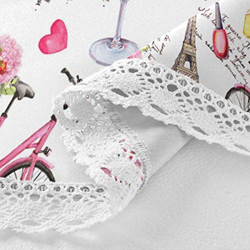 Auuxva Round Tablecloth Paris Eiffel Tower Floral Polyester Table Cover Circular Table Cloths For Dining Table, Kitchen, Wedding, Restaurant, Party, Buffet,Picnic #TOP2